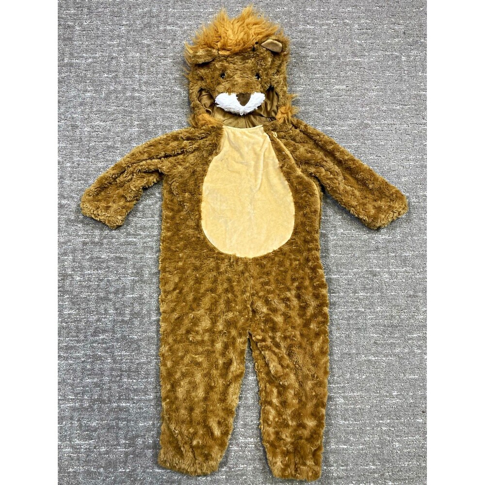 Plush Lion Costume Hooded One Piece Jumpsuit Brown Halloween 2T 3T